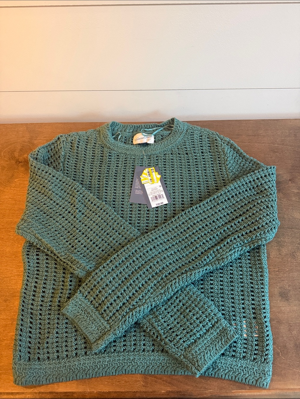 Universal Thread Green Open-Knit Crewneck Sweater
